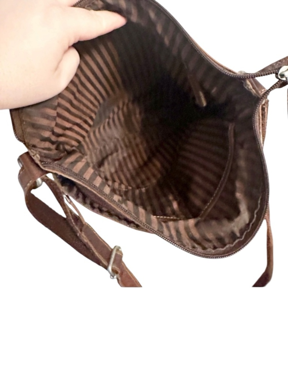 Jack Georges Brown Leather Crossbody Bag Minimalist Vintage Style - Picture 5 of 14
